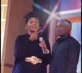Diana Nabatanzi Runs Away From Ahmed Lubowa's Electrifying Whopper On Stage